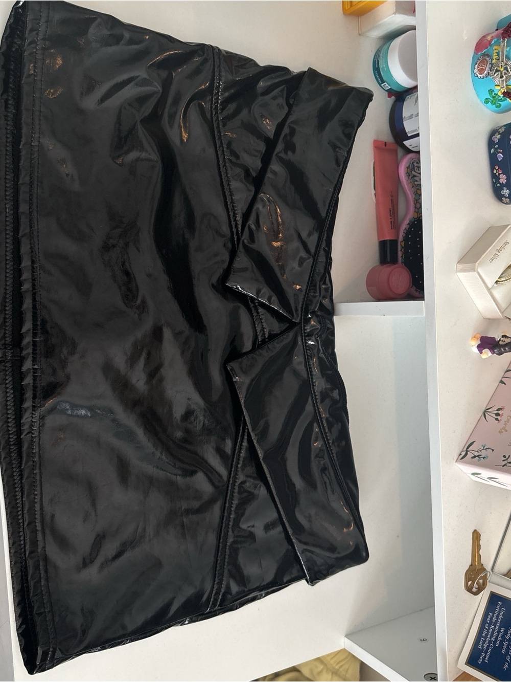 SHEIN Black Vinyl Mini Skirt
